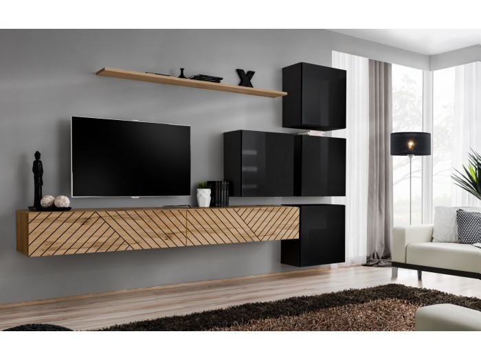 Модулна секция Switch 9 (дъб вотан/черно)